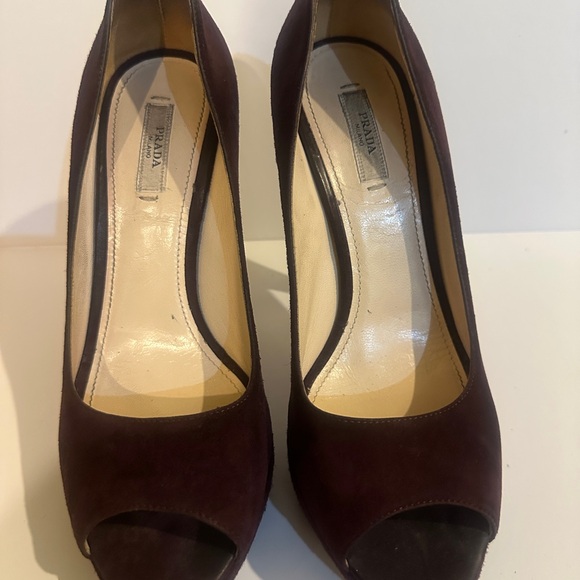 Suede Prada Peeptoe Pumps Sz 38 - Picture 7 of 14
